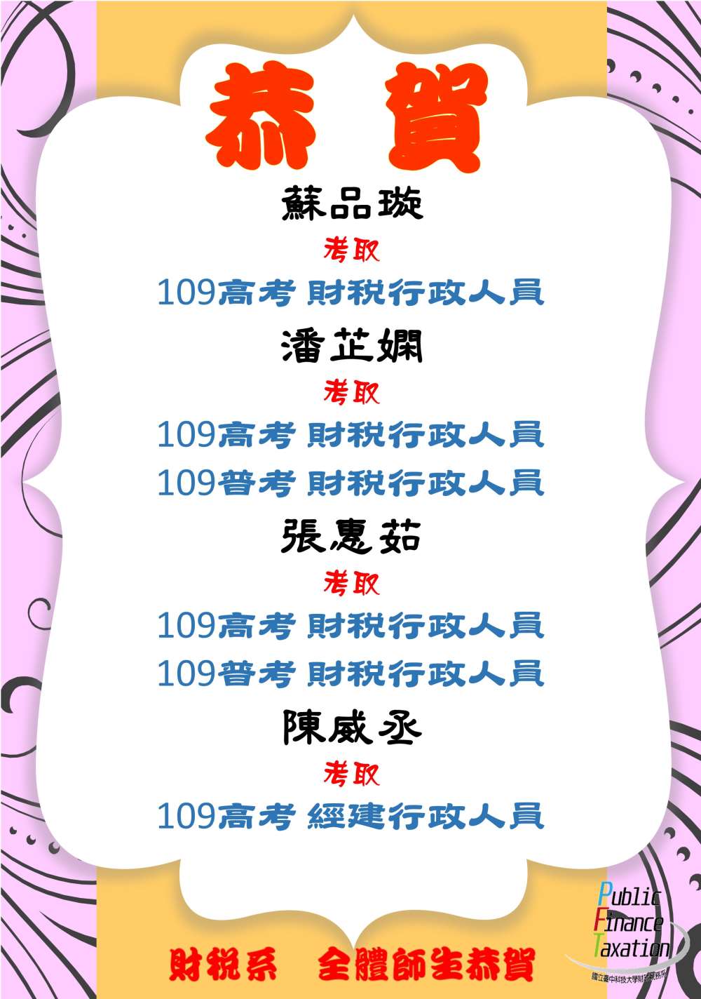 109年高普考榜單
